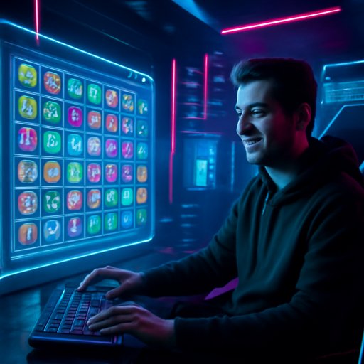 rbajee Reactoonz glowing grid screen